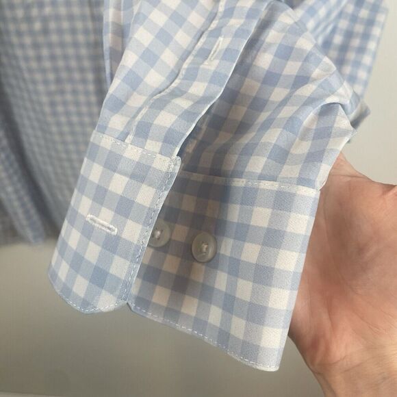 Mizzen + Main Leeward  Blue Gingham Plaid Button Up Shirt Size XL Trim Fit‎ - Picture 5 of 8
